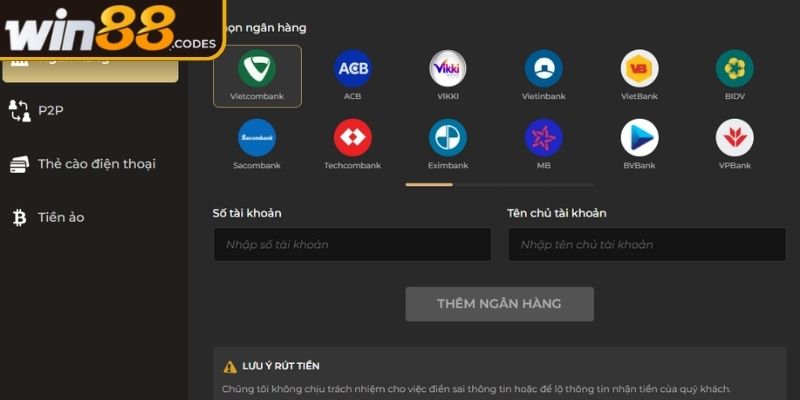 Các bước rút tiền Win88 dễ dàng