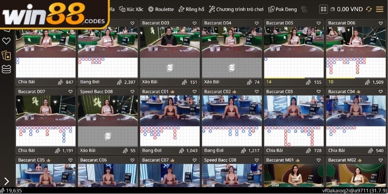 Sảnh SA Gaming Win88 – Trải Nghiệm Live Casino Đẳng Cấp 2 Danh sách các game live casino